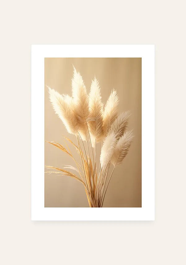 Quadro Flor Plumas Secas com Borda