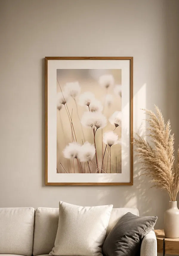 Quadro Decorativo Flores de Algodão I com Borda