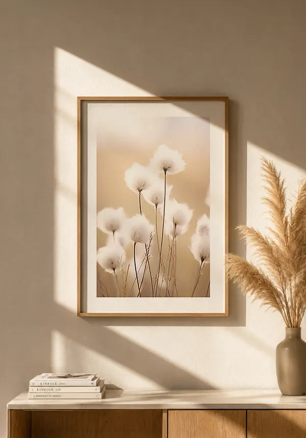 Quadro Decorativo Flores de Algodão II com Borda