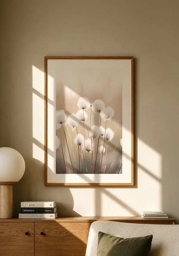 Quadro Flor de Algodão Vintage com Borda