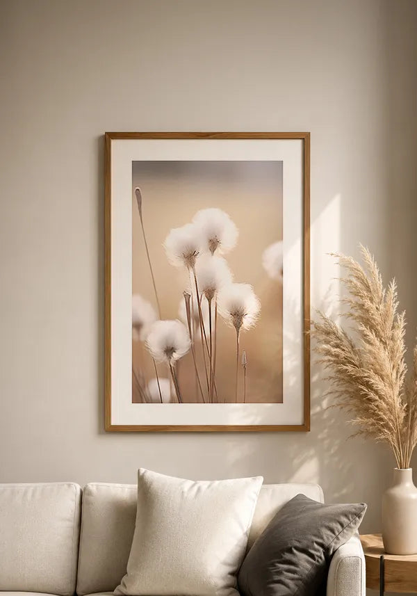 Quadro Flores de Algodão ao Sol com Borda