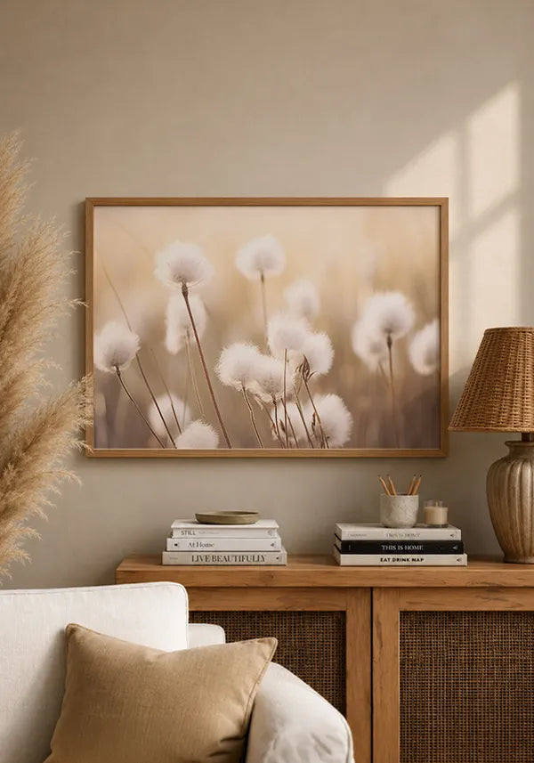 Quadro Campo de Flores de Algodão Horizontal
