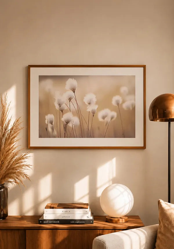 Quadro Flores de Algodão Horizontal com Borda
