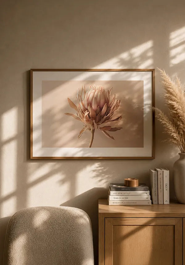 Quadro Protea Desidratada Horizontal com Borda