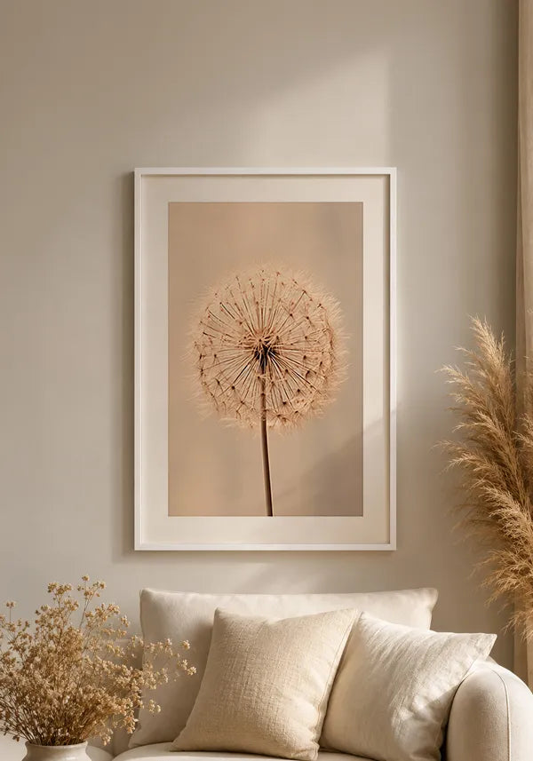 Quadro Dente de Leão Sépia I com Borda