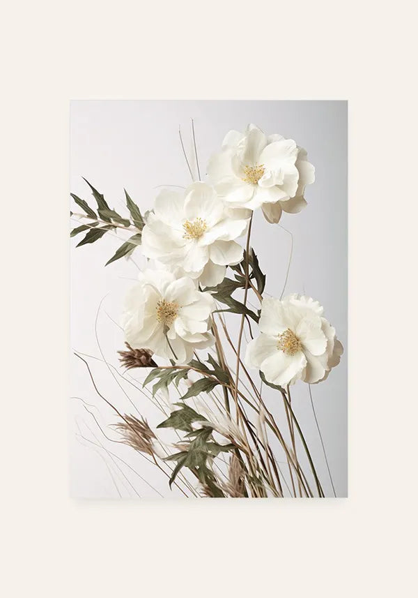 Quadro Buquê de Flores Brancas Vintage I