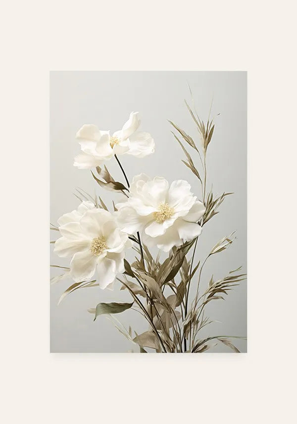 Quadro Buquê de Flores Brancas Vintage II
