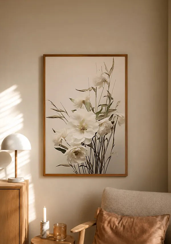 Quadro Buquê de Flores Brancas Vintage III
