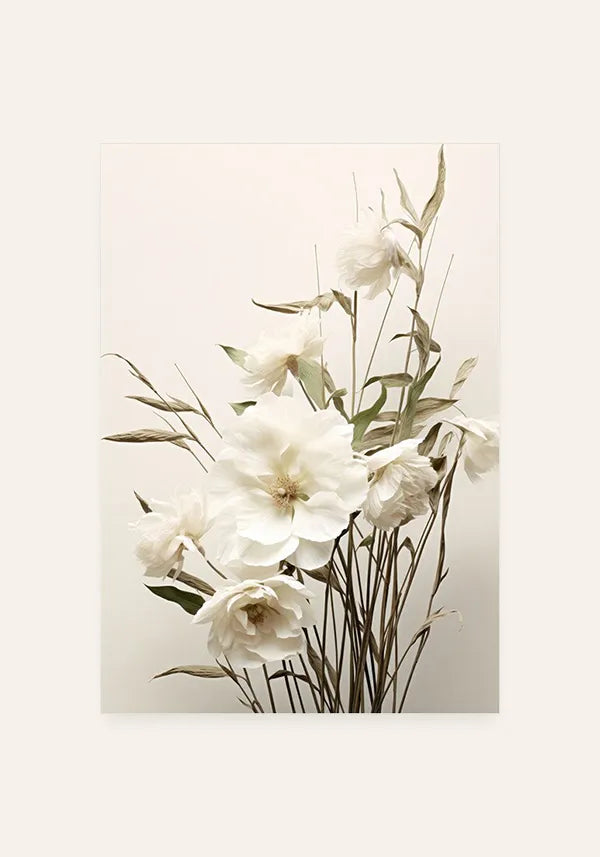 Quadro Buquê de Flores Brancas Vintage III
