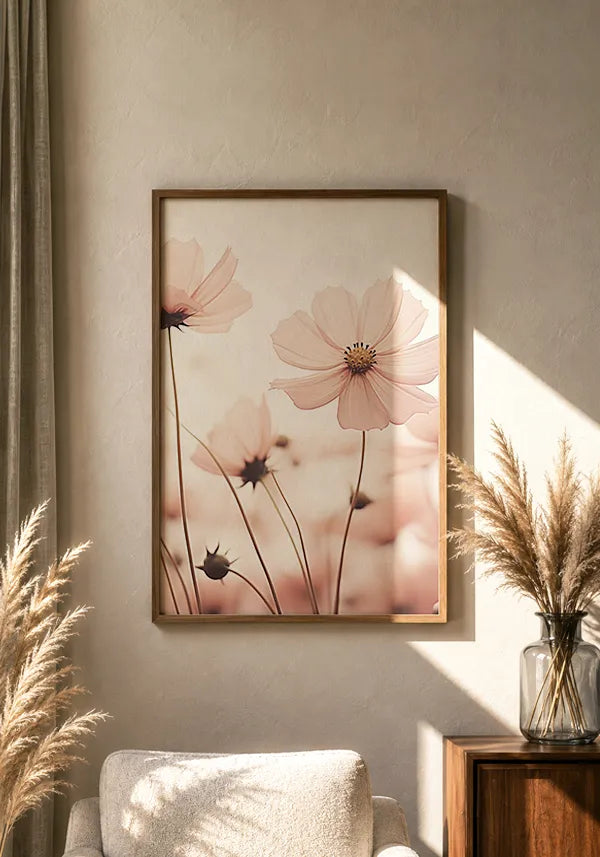 Quadro Flores no Campo Tons de Rosa I