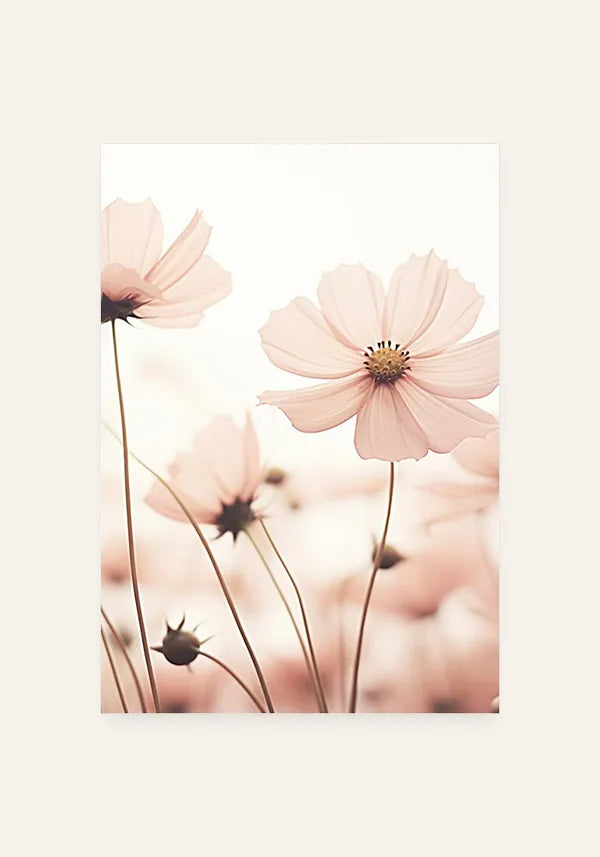 Quadro Flores no Campo Tons de Rosa I