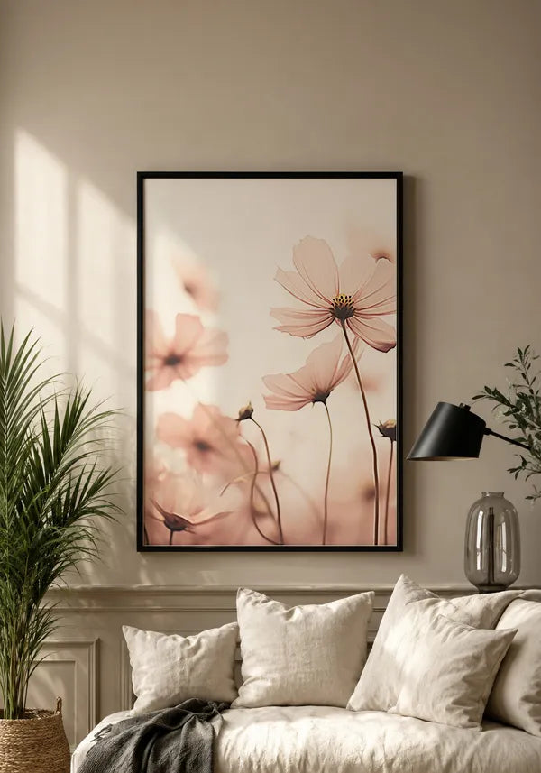 Quadro Flores no Campo Tons de Rosa II
