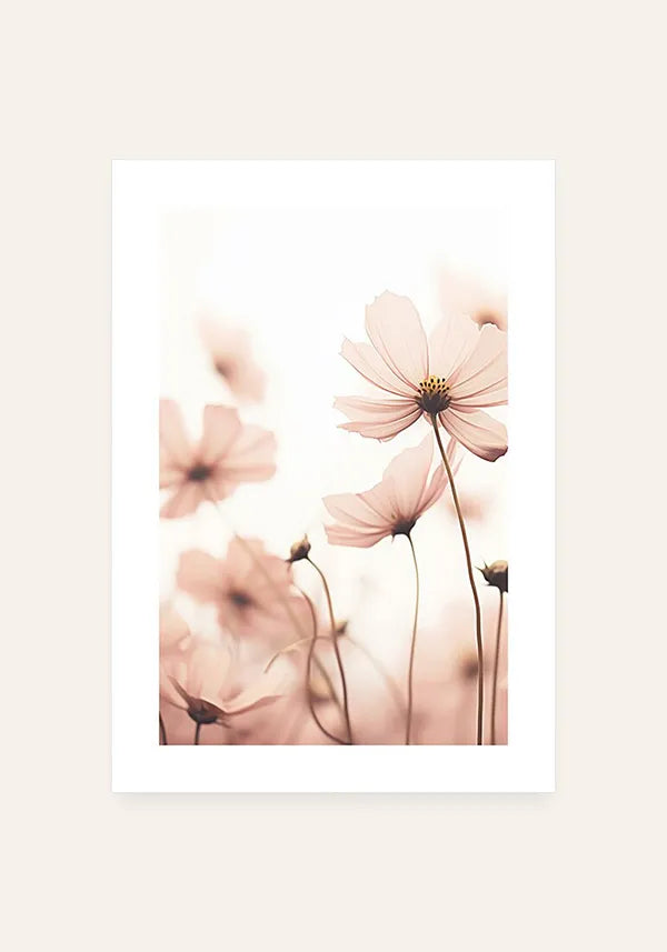 Quadro Flores no Campo Tons de Rosa II com borda