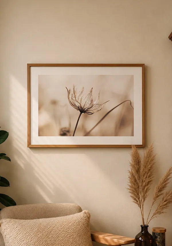 Quadro Flor em Sépia Horizontal I com Borda