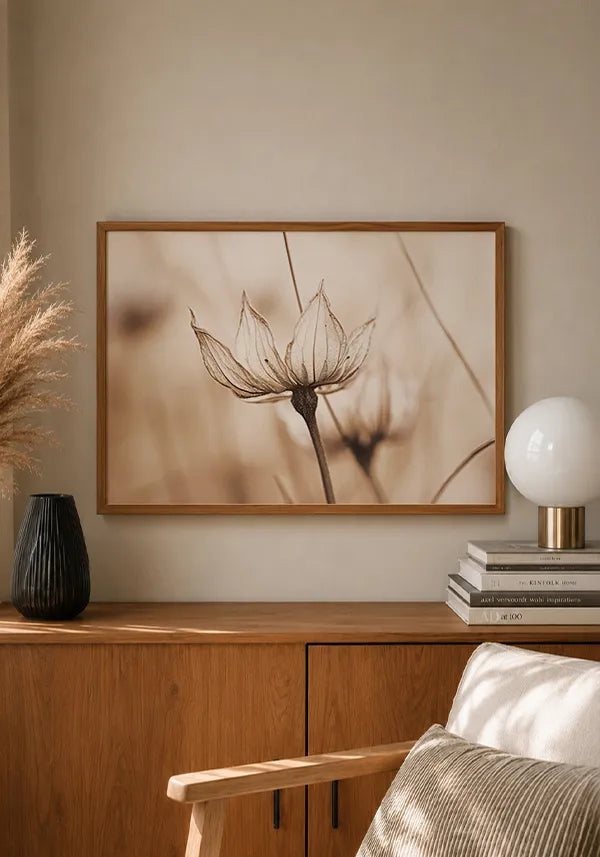 Quadro Flor em Sépia Horizontal II