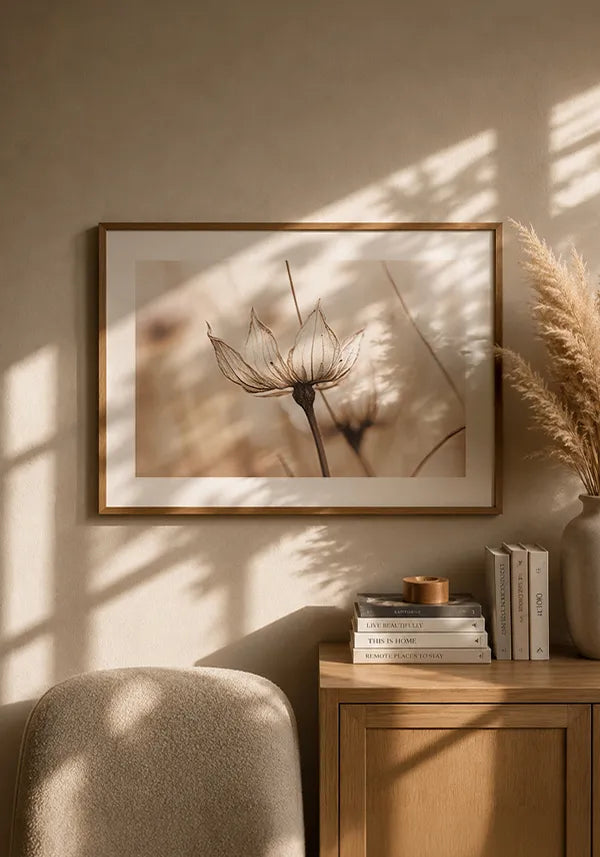 Quadro Flor em Sépia Horizontal II com Borda