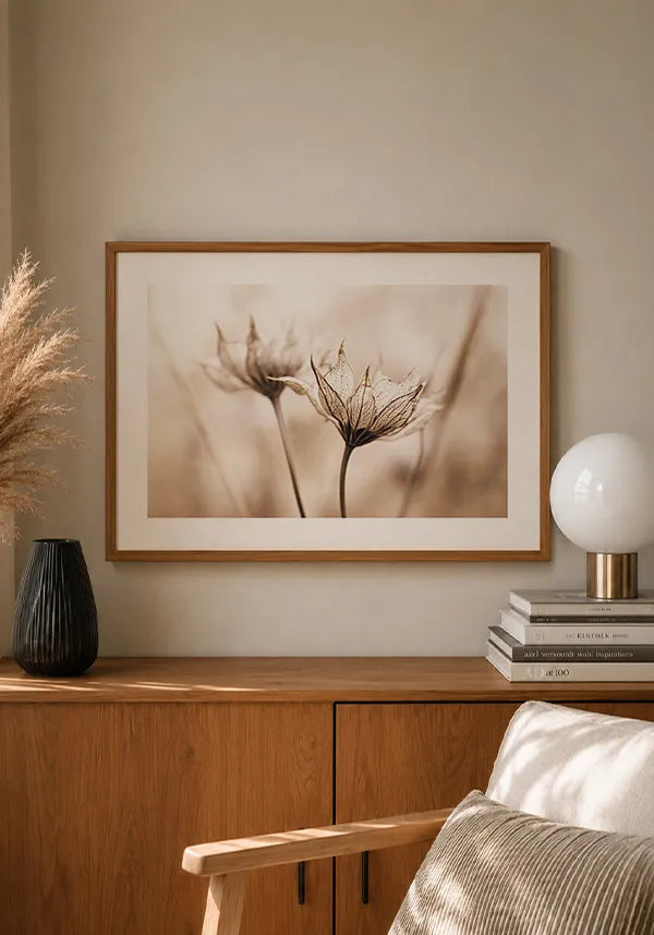 Quadro Flor em Sépia Horizontal III com Borda