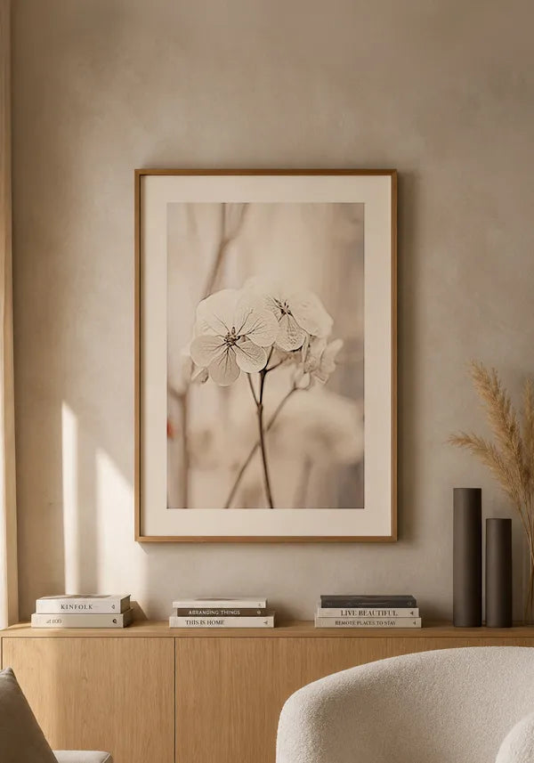 Quadro Fotografia Flor Branca I com Borda
