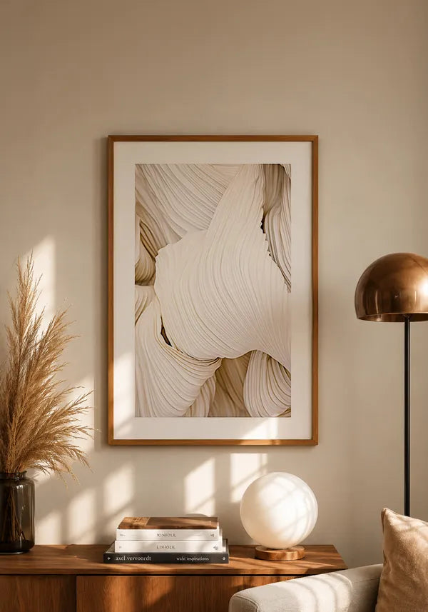 Quadro Formas Abstratas em Off White III com Borda