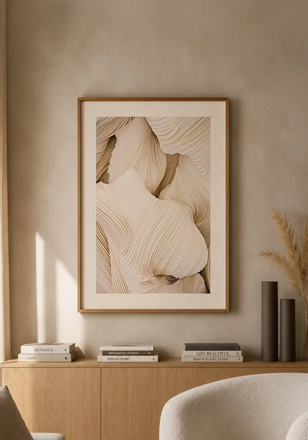 Quadro Formas Abstratas em Off White IV com Borda