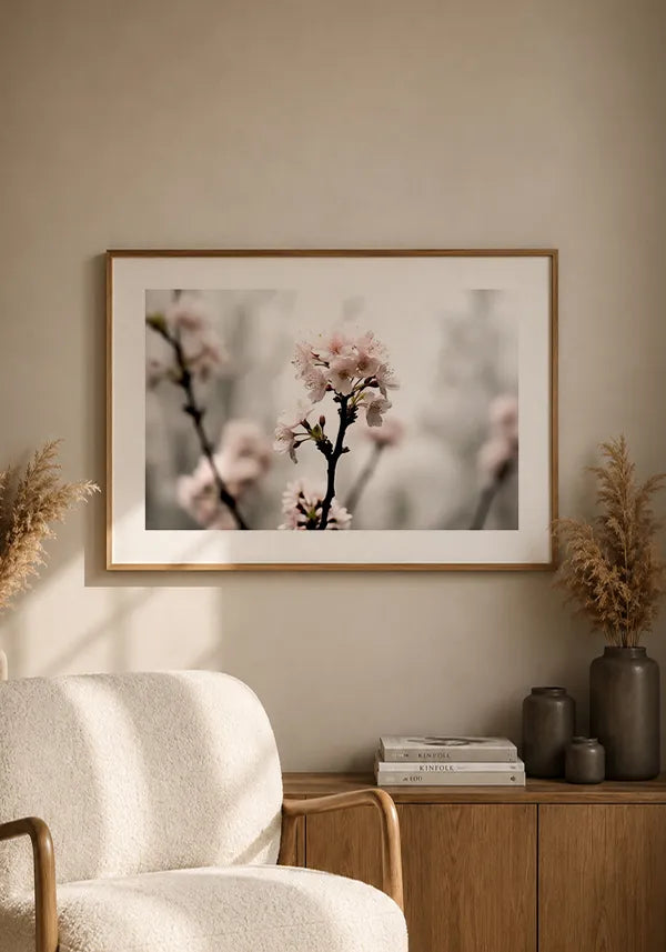 Quadro Flores de Cerejeiras Horizontal com Borda