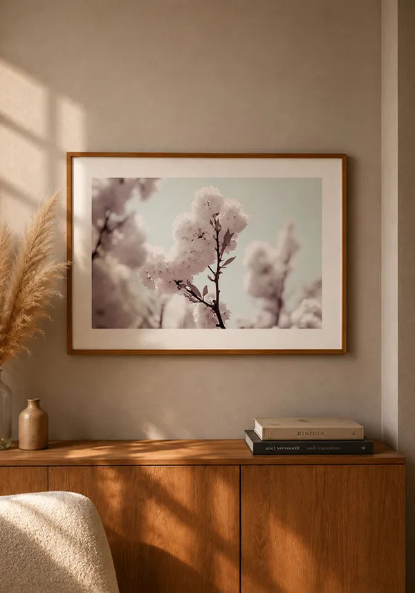 Quadro White Cherry Blossom Horizontal II com Borda