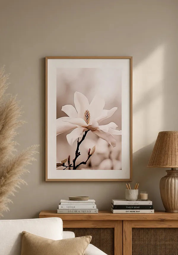 Quadro Flor Branca Close-up I com Borda
