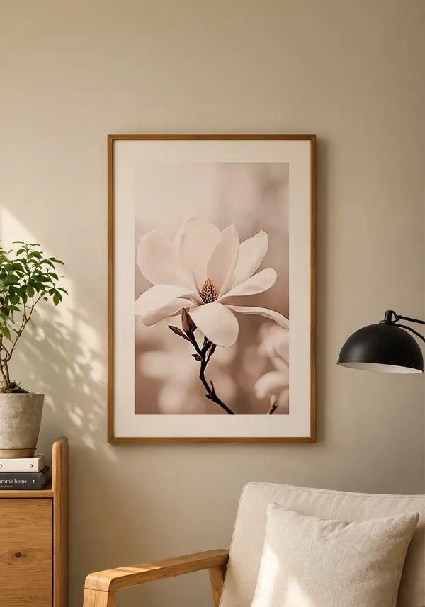 Quadro Flor Branca Close-up II com Borda