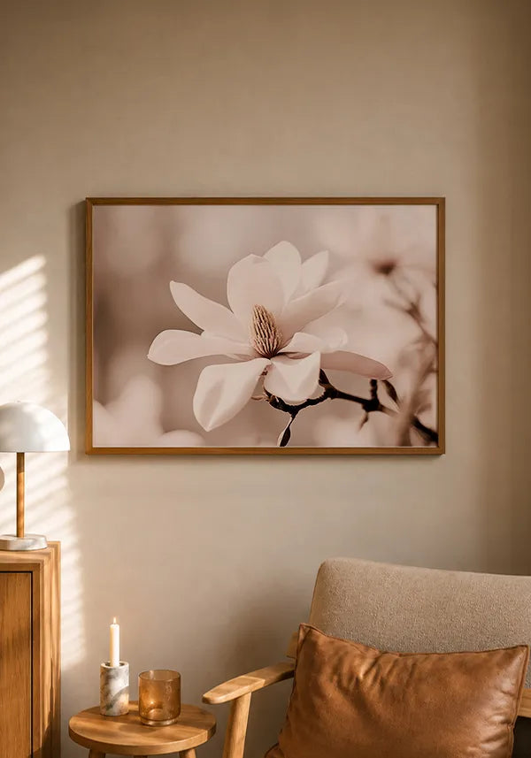 Quadro Flor Branca Close-up Horizontal I