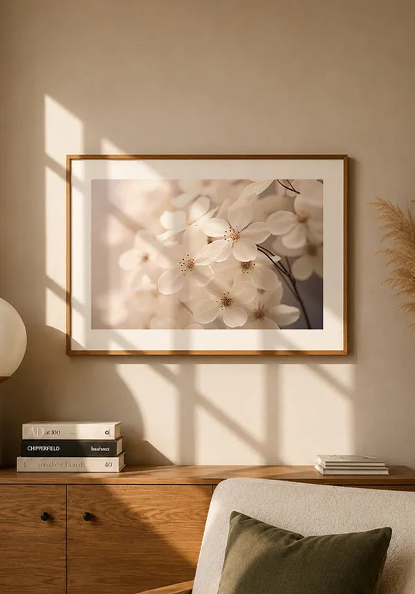 Quadro White Flowers Horizontal I com Borda