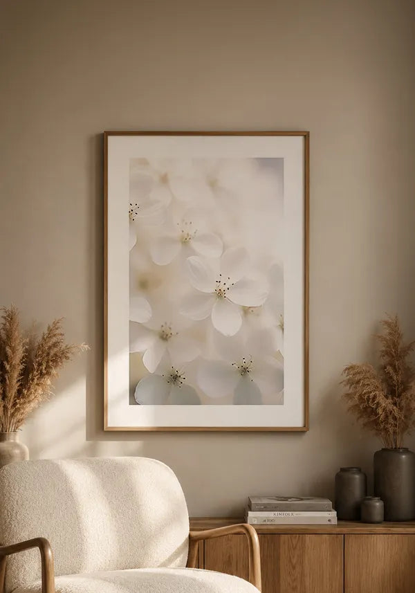Quadro White Flowers I com Borda