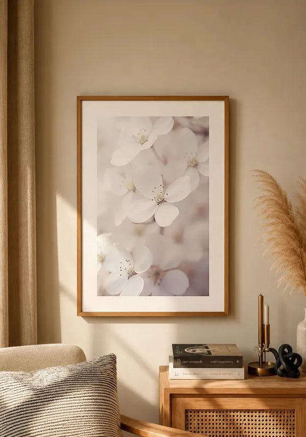 Quadro White Flowers II com Borda