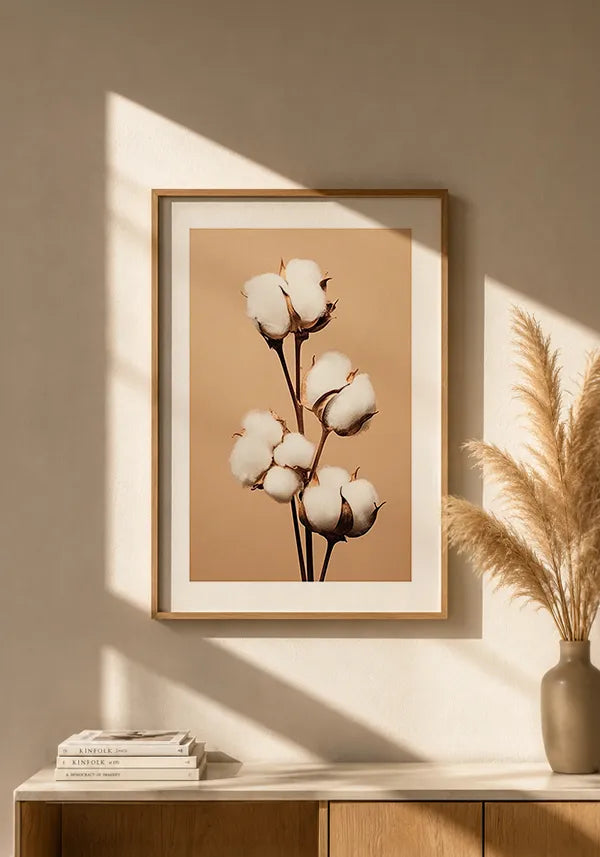 Quadro Buquê Flor de Algodão Envelhecida I com Borda