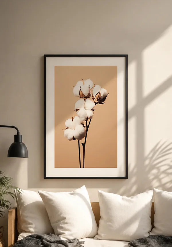 Quadro Buquê Flor de Algodão Envelhecida II com Borda