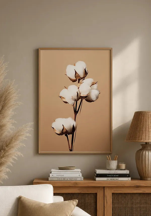 Quadro Buquê Flor de Algodão Envelhecida III