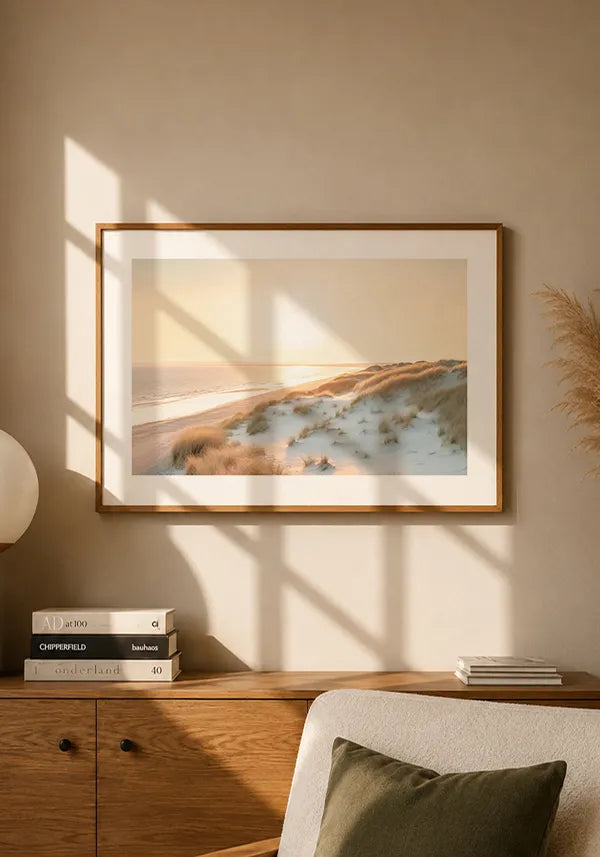 Quadro Praia Pôr do Sol Horizontal com Borda