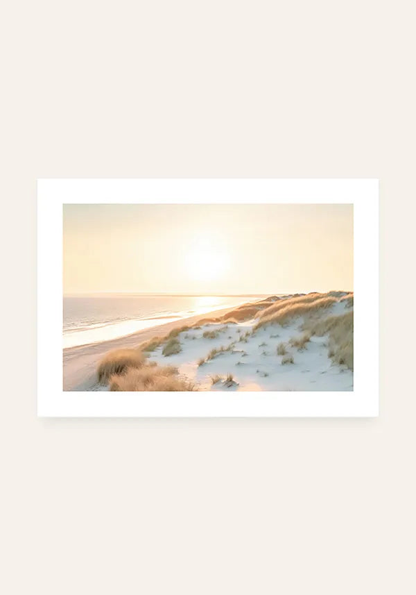 Quadro Praia Pôr do Sol Horizontal com Borda