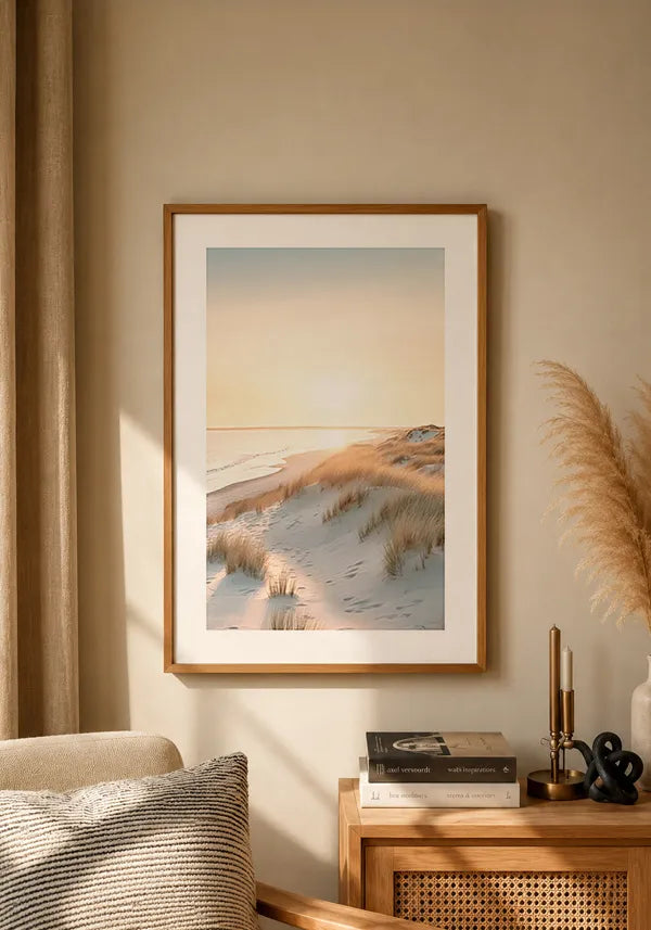 Quadro Praia Pôr do Sol com Borda