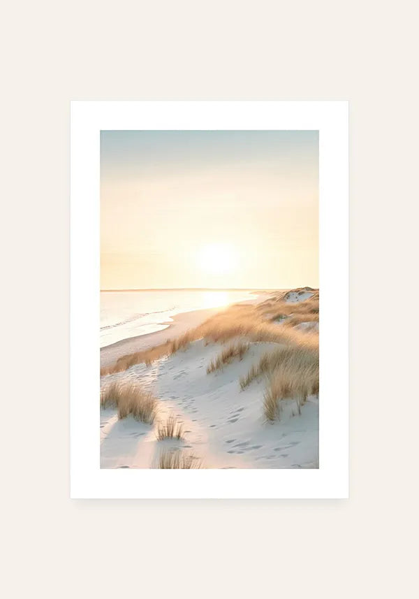 Quadro Praia Pôr do Sol com Borda