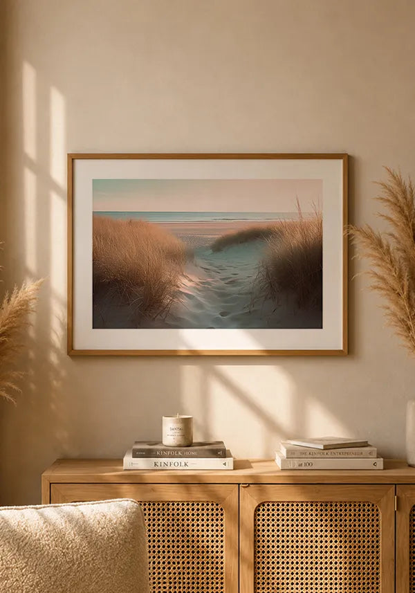 Quadro Praia Caminho na Areia Horizontal com Borda