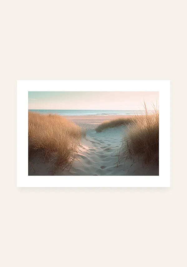 Quadro Praia Caminho na Areia Horizontal com Borda