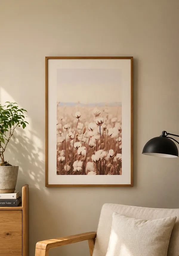Quadro Campo de Algodão Vintage I com Borda