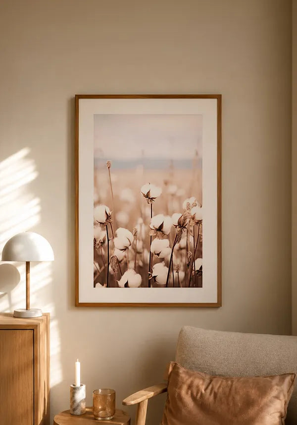 Quadro Campo de Algodão Vintage II com Borda