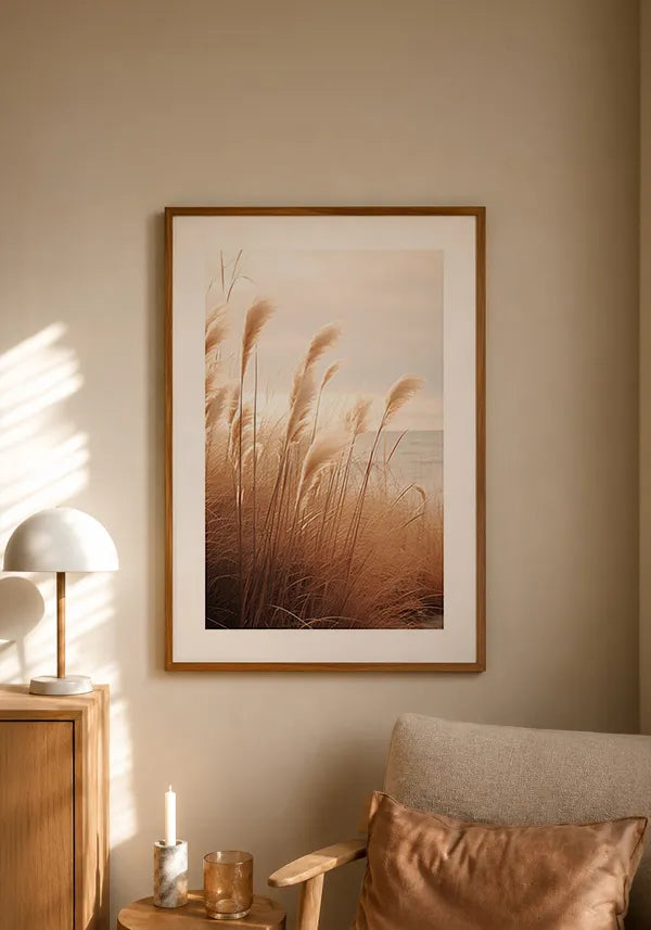Quadro Juncos ao Amanhecer no Lago com Borda