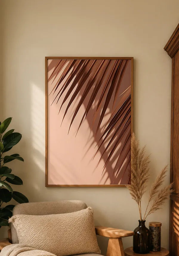 Quadro Folha de Palmeira Fundo Rosa I
