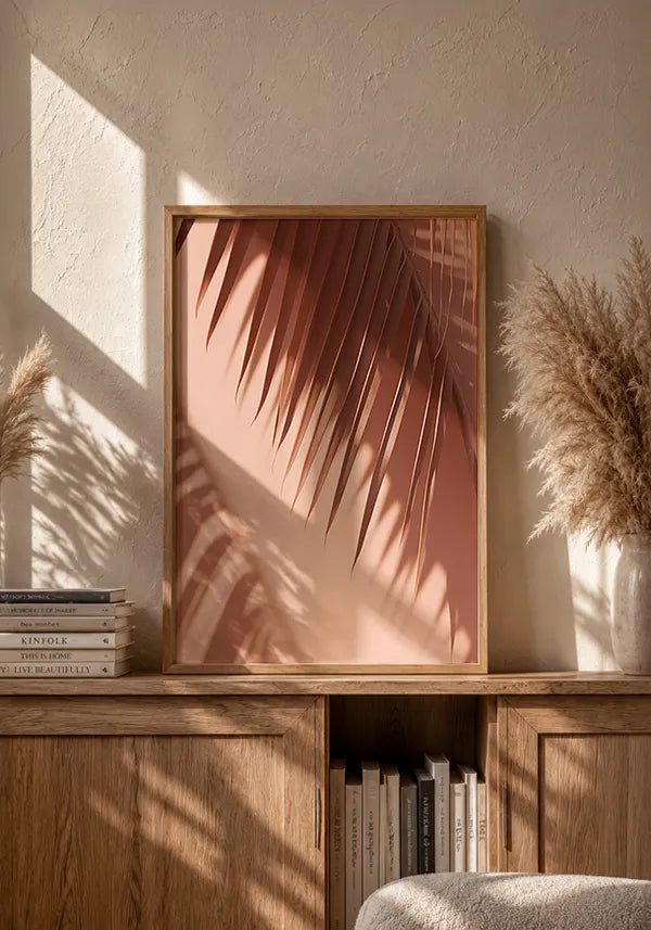 Quadro Folha de Palmeira Fundo Rosa II