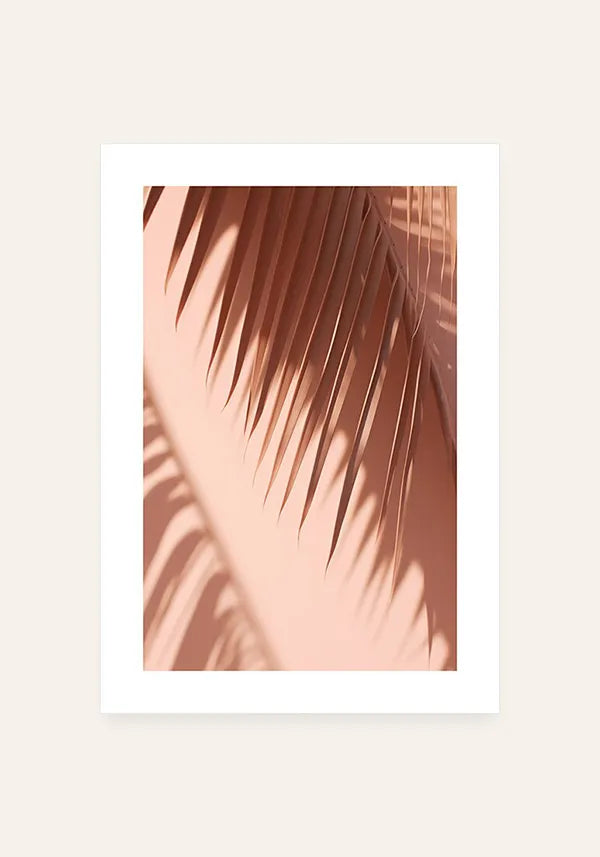 Quadro Folha de Palmeira Fundo Rosa II com Borda
