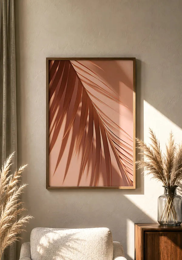 Quadro Folha de Palmeira Fundo Rosa III
