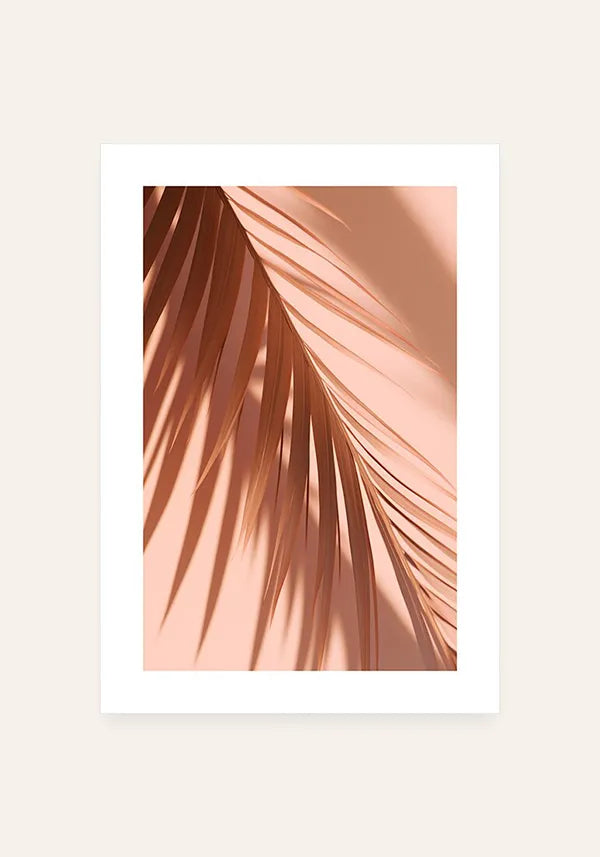 Quadro Folha de Palmeira Fundo Rosa III com Borda