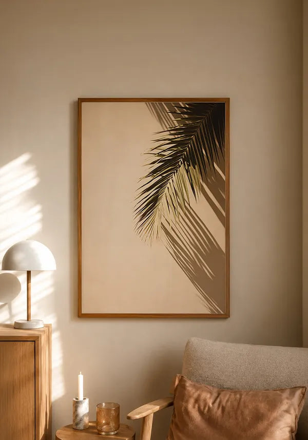Quadro Folha de Palmeira Fundo Bege